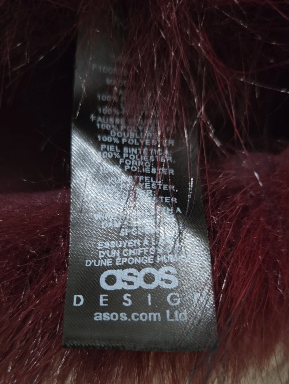ASOS Deep Burgundy Faux Fur Scarf One Size